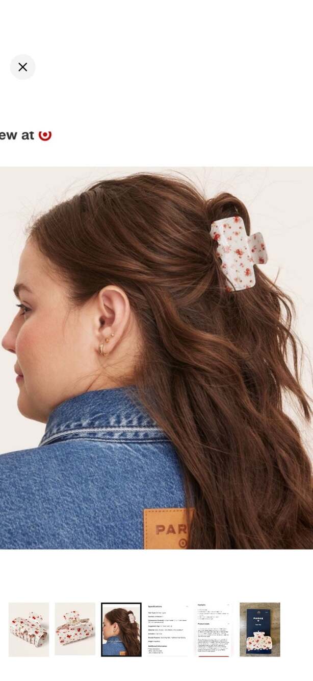 Parke x Target Limited Edition Red Floral Cream Acetate Hair Claw Clip - Picture 2 of 5